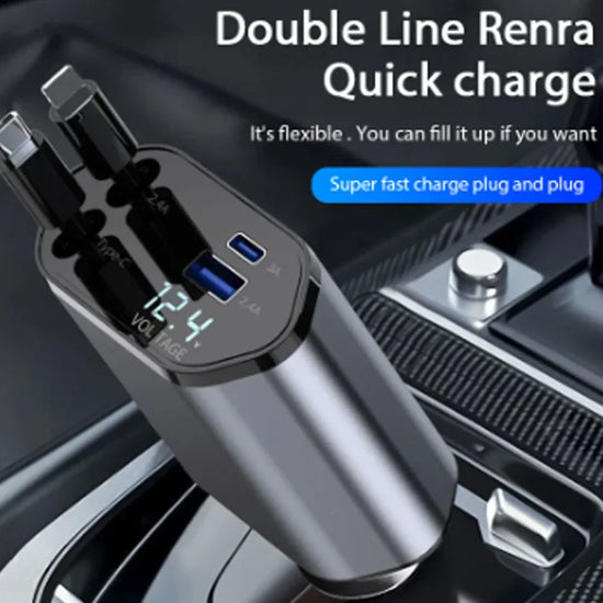 7AR 120W Fast Car Charger with Retractable Cables