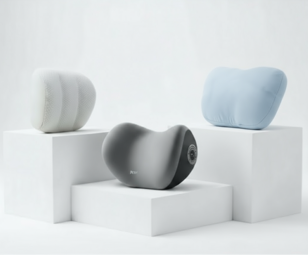 Composition with blue right pillow